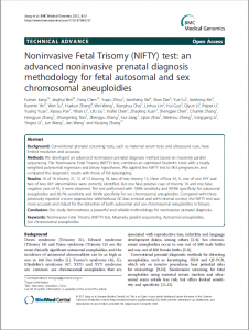 Noninvasive Fetal Trisomy (NIFTY) test: an advanced noninvasive prenatal diagnosis methodology for fetal autosomal and sex chromosomal aneuploidies
