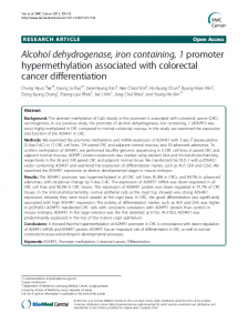 Alcohol dehydrogenase, iron containing, 1promoter hypermethylation associated with colorectal cancer differentiation